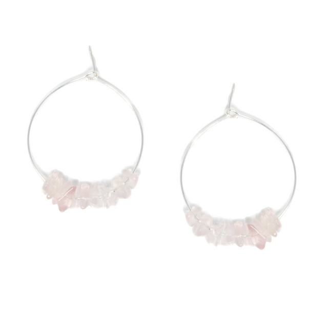 Siler & Rose Quartz Hoop Earring