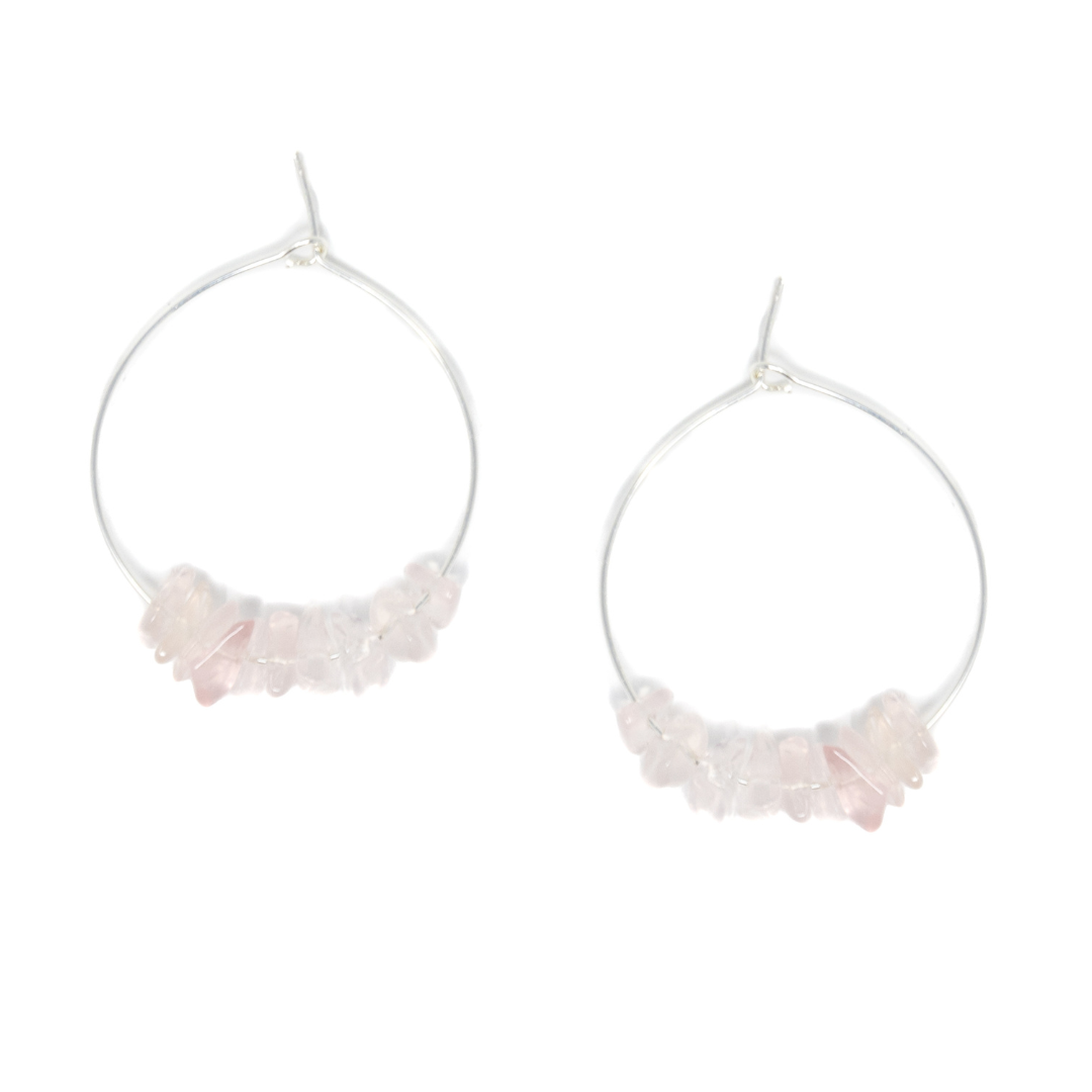Siler & Rose Quartz Hoop Earring