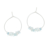 Silver & Aquamarine  Hoop Earring