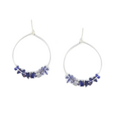 Silver & Iolite Hoop Earring