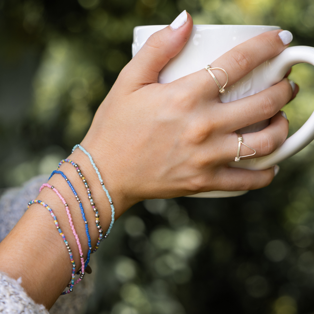 Blush & Silver Stretch Bracelet