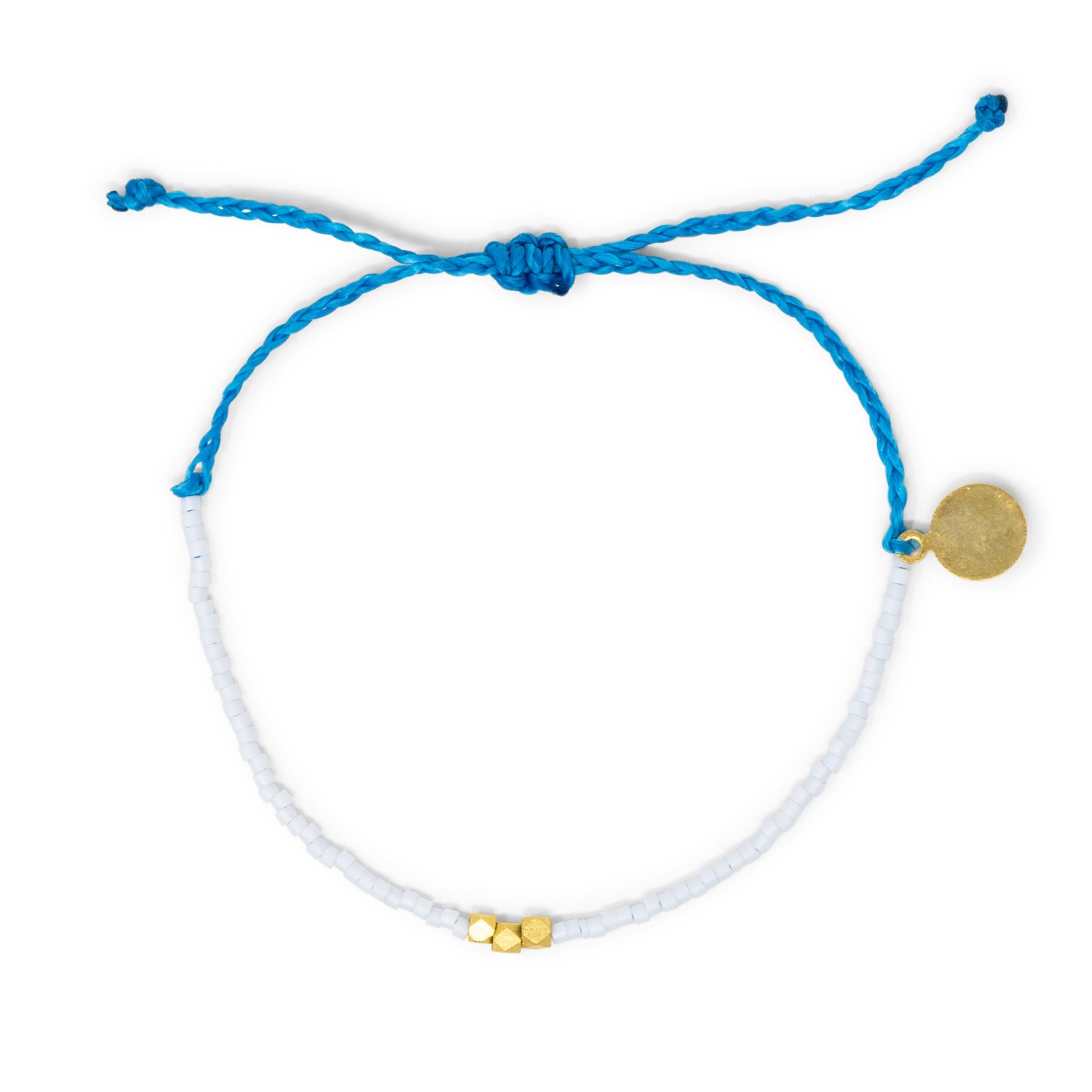 White w/ Gold 3 Bead Adjustable Bracelet