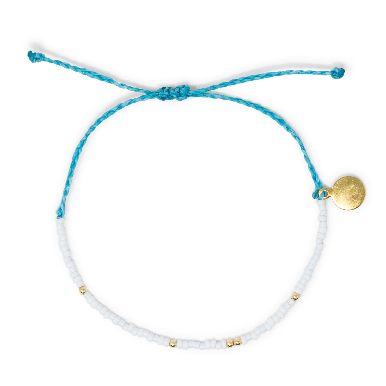 White w/ Gold Beads Adustable Bracelet
