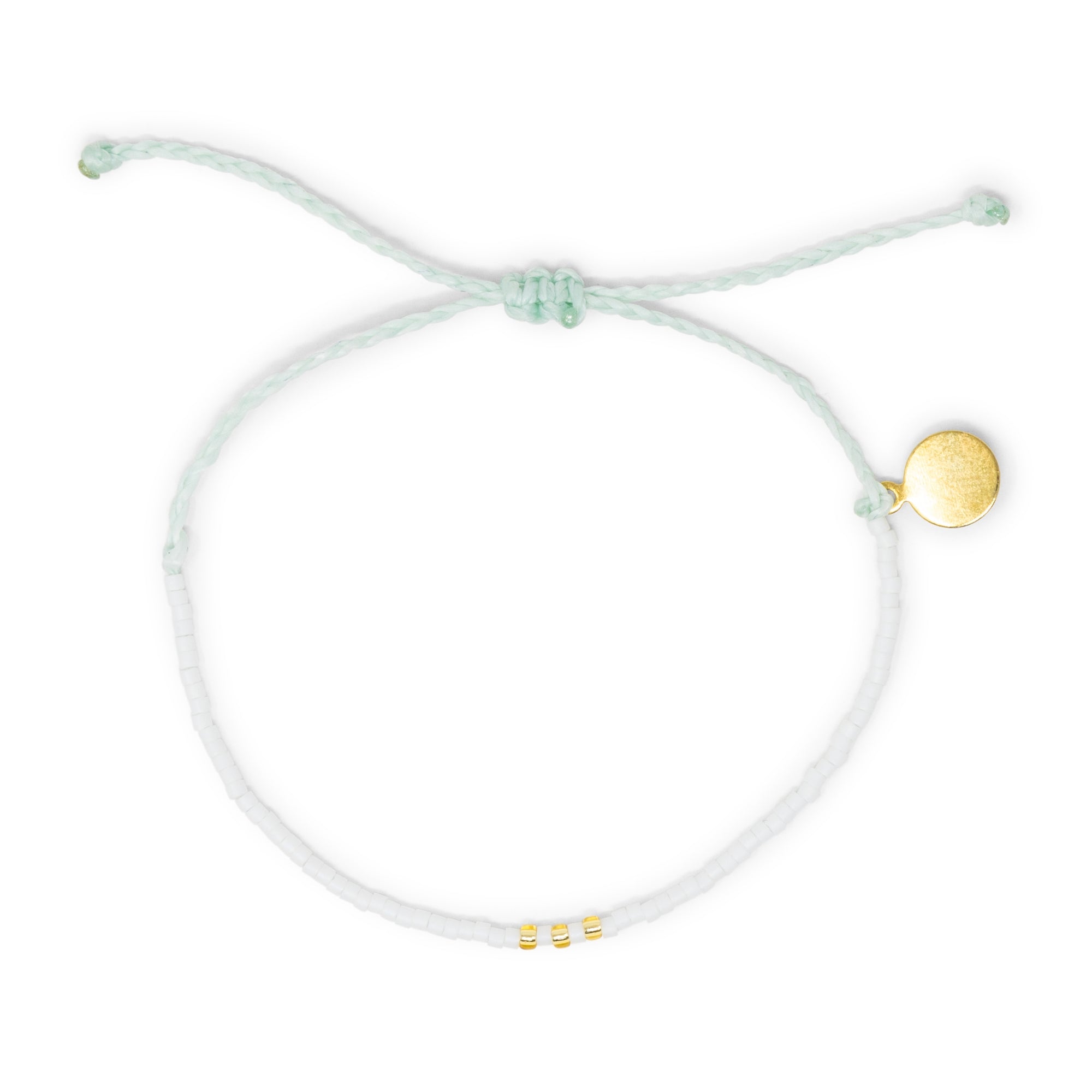 White w/ Gold Seed Bead Adjustable Bracelet
