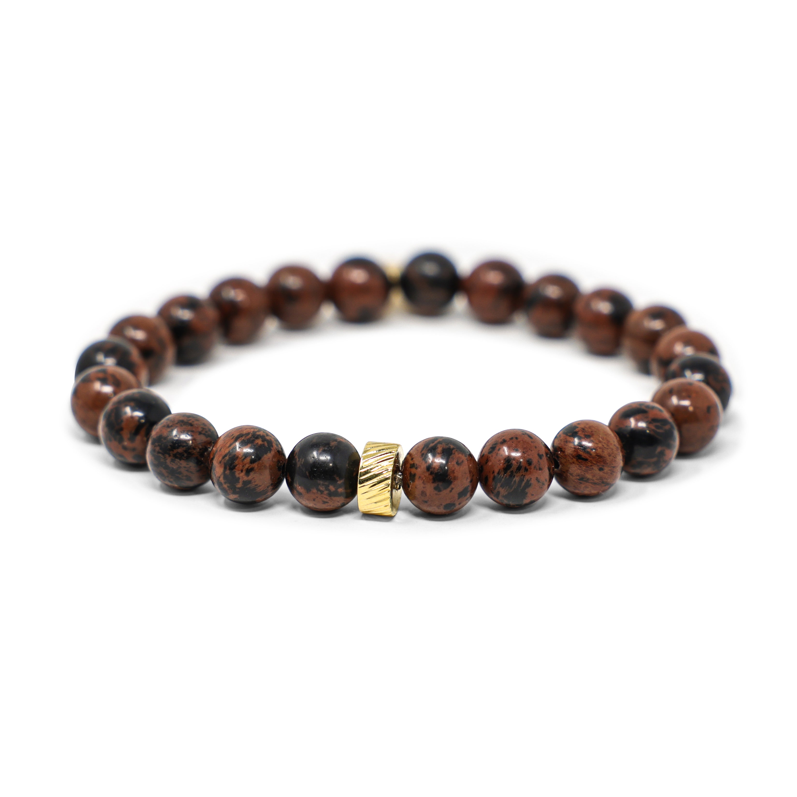 Brown Obsidian & Gold Men's Stretch Bracelet – Nica Life