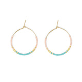 Teal & Coral Ombre Gold Hoops