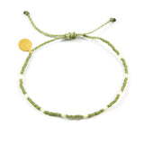 Olive w/ Cream Dot Beaded Bracelet