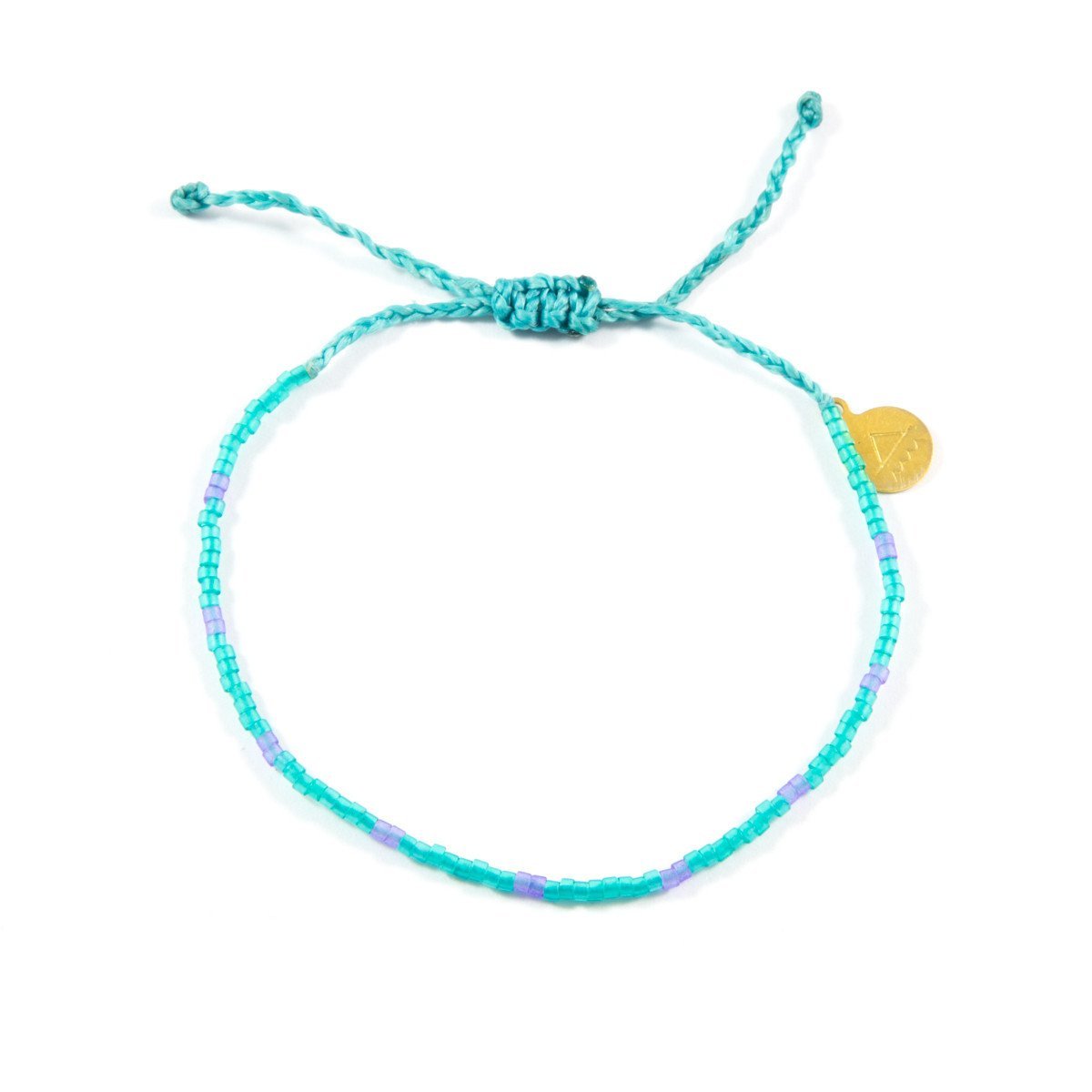 Sea Glass Teal & Neon Purple Dot Beaded Bracelet