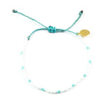 White & Teal Dot Beaded Bracelet