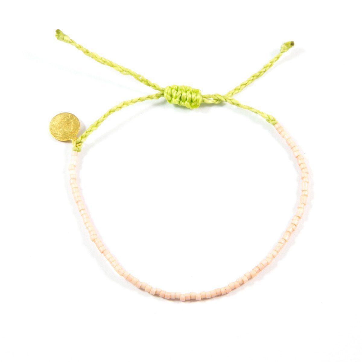 Lime Green & Coral Beaded Simple Bracelet