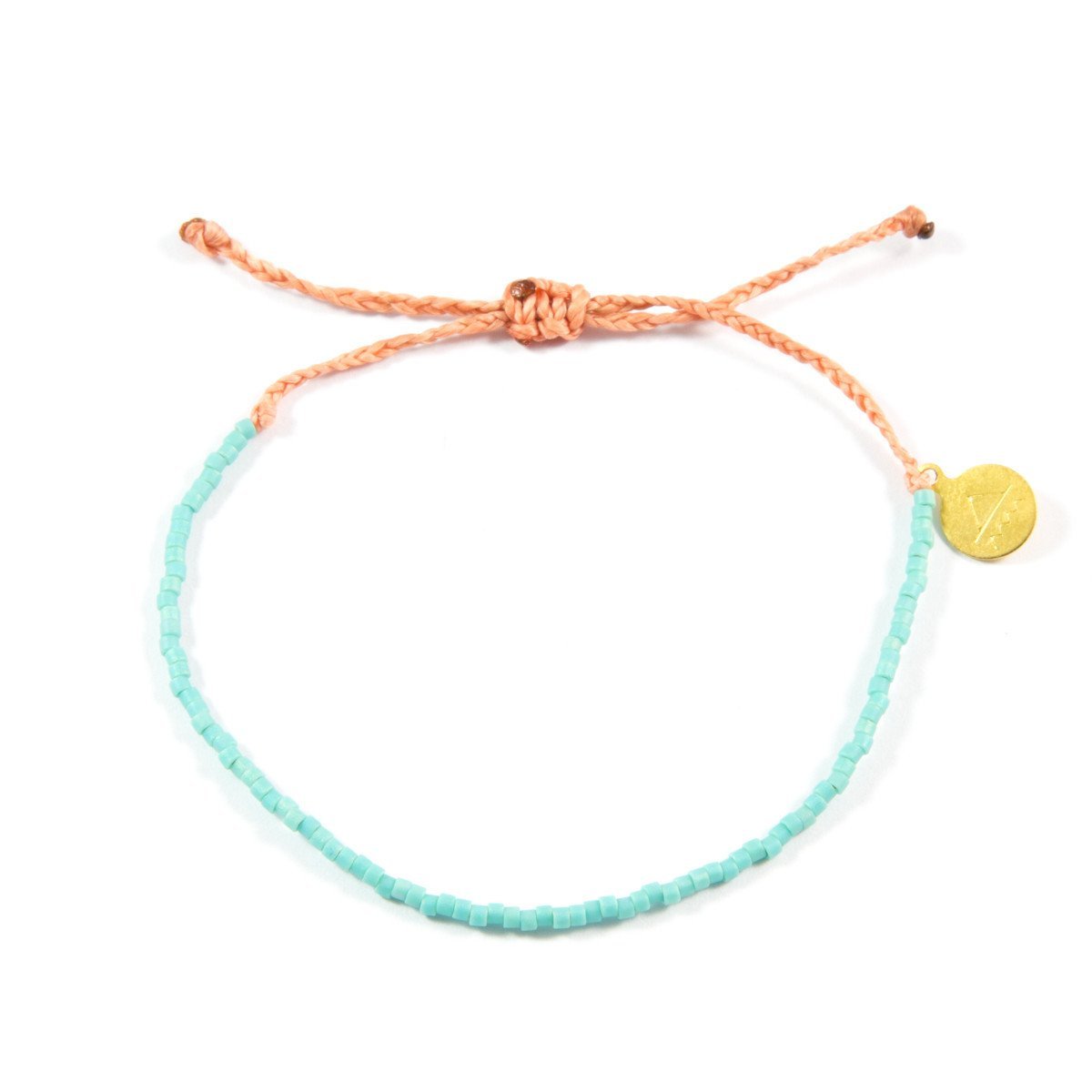 Coral & Teal Beaded Simple Bracelet