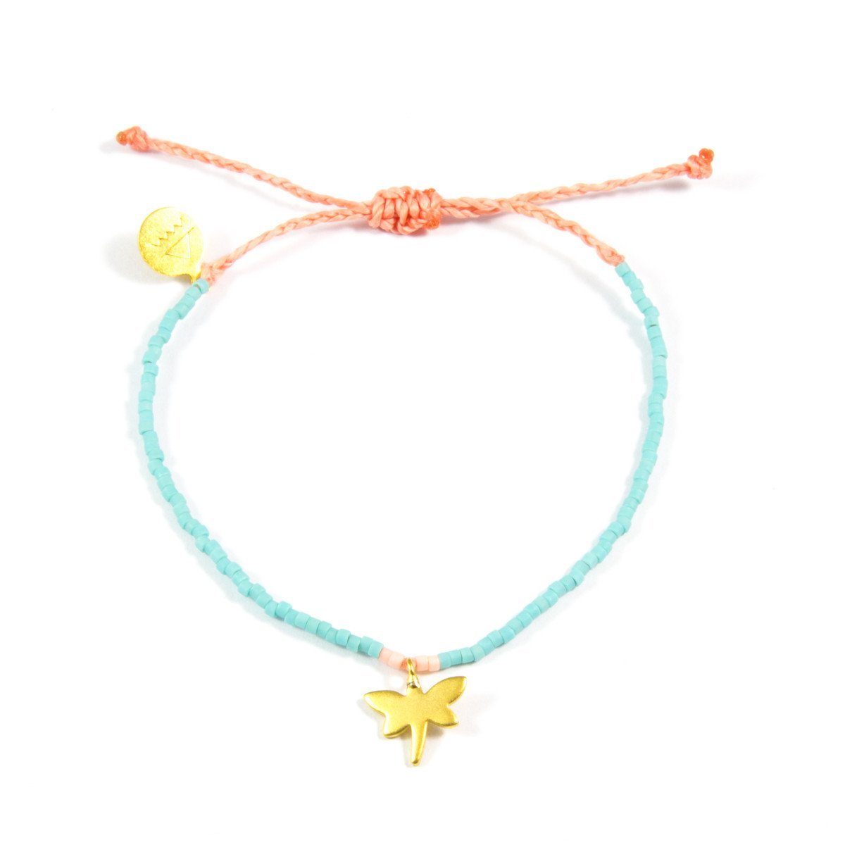 Teal & Light Coral Dragonfly Bracelet
