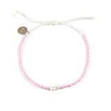 Plum & White Silver Bead Bracelet