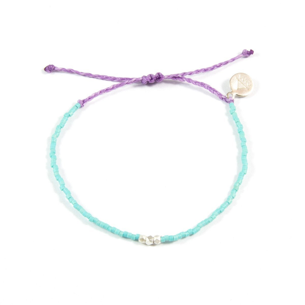 Teal & Plum Silver Bead Bracelet
