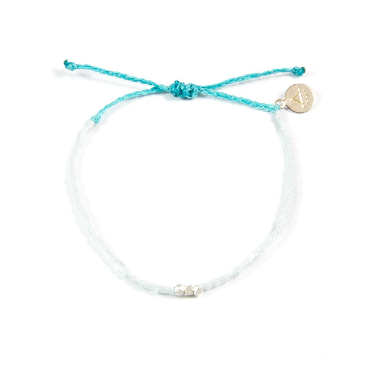 Teal & White Silver Bead Bracelet