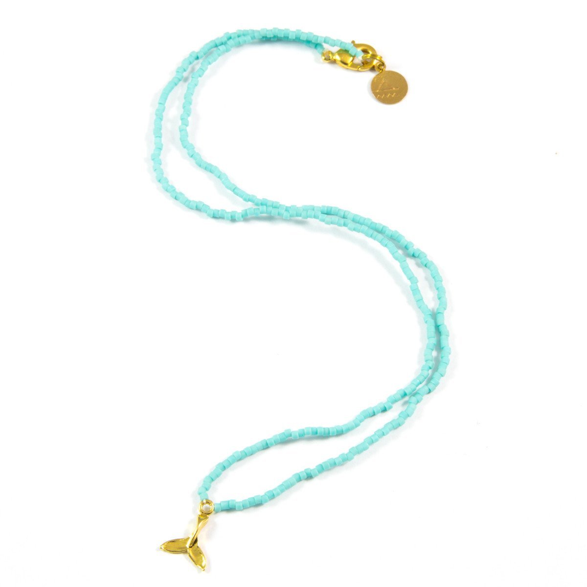 Teal Mermaid Tail Tiny Charm Necklace