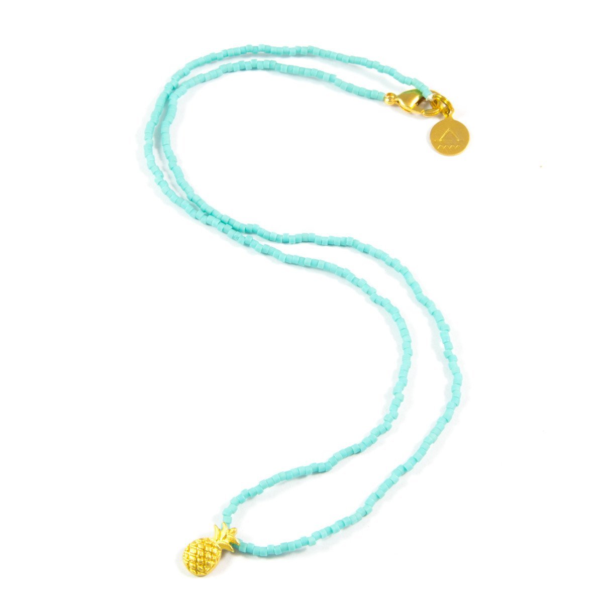 Teal Pineapple Tiny Charm Necklace