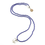 Navy Anchor Tiny Charm Necklace in Silver