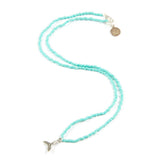 Teal Mermaid Tail Tiny Charm Necklace in Silver