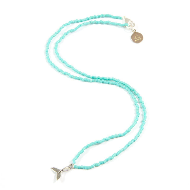 Teal Mermaid Tail Tiny Charm Necklace in Silver