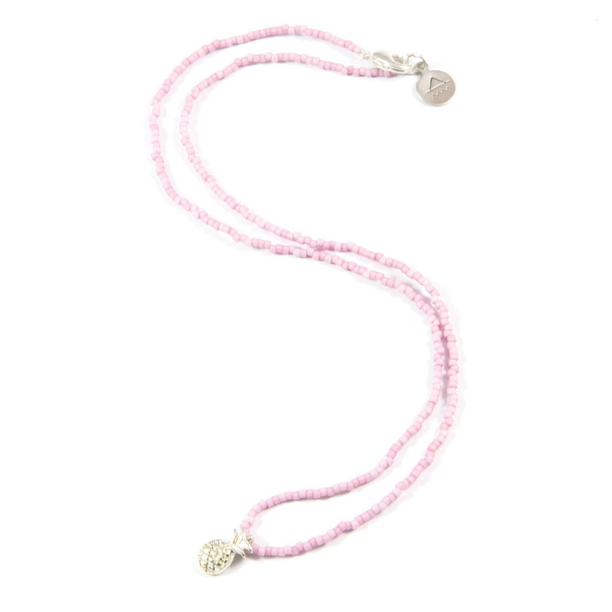 Plum Pineapple Tiny Charm Necklace in Silver