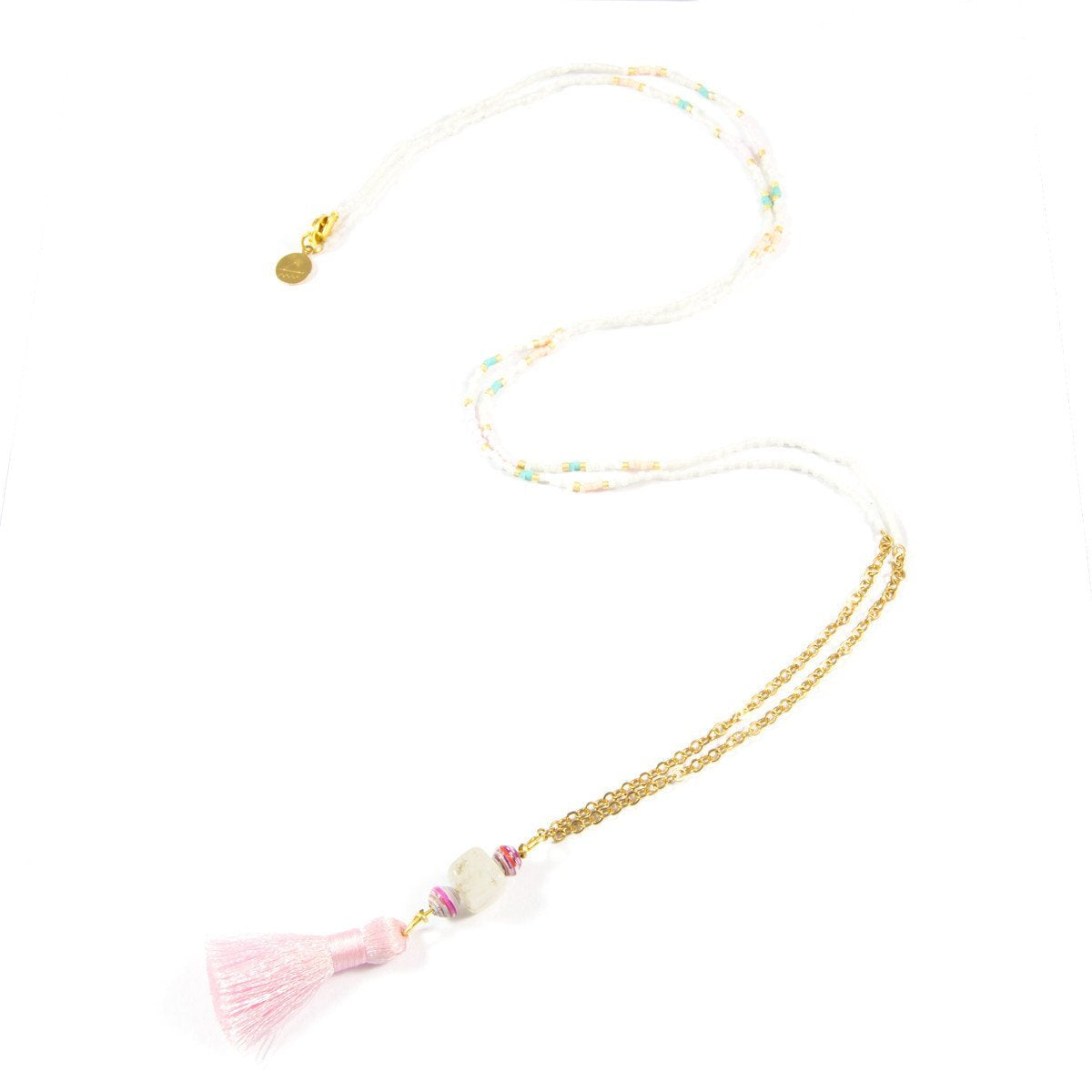 Sunset Pink Tassel Necklace
