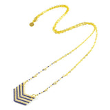 Navy Cream Gold Woven Chevron