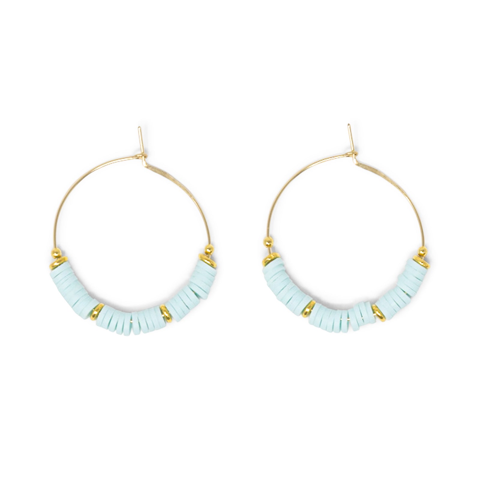 Cali Surfer Aqua & Gold Hoops