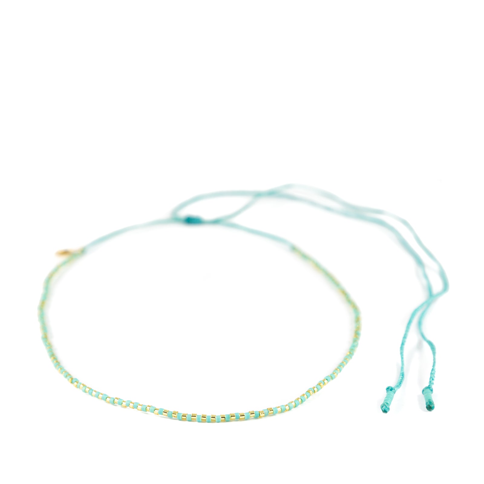 Teal & Gold Sparkle Alternating Mermaid Necklace