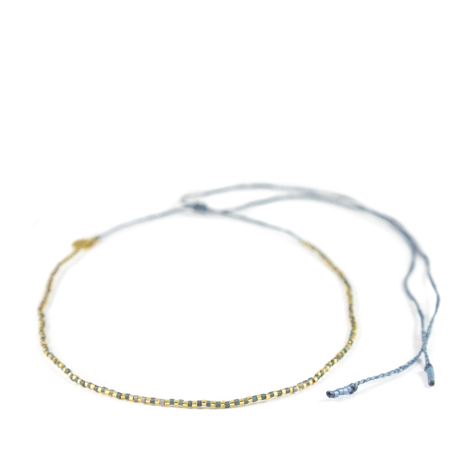 Denim & Gold Sparkle Alternating Mermaid Necklace