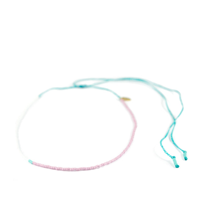 Plum White Teal  Asymmetrical Mermaid Necklace