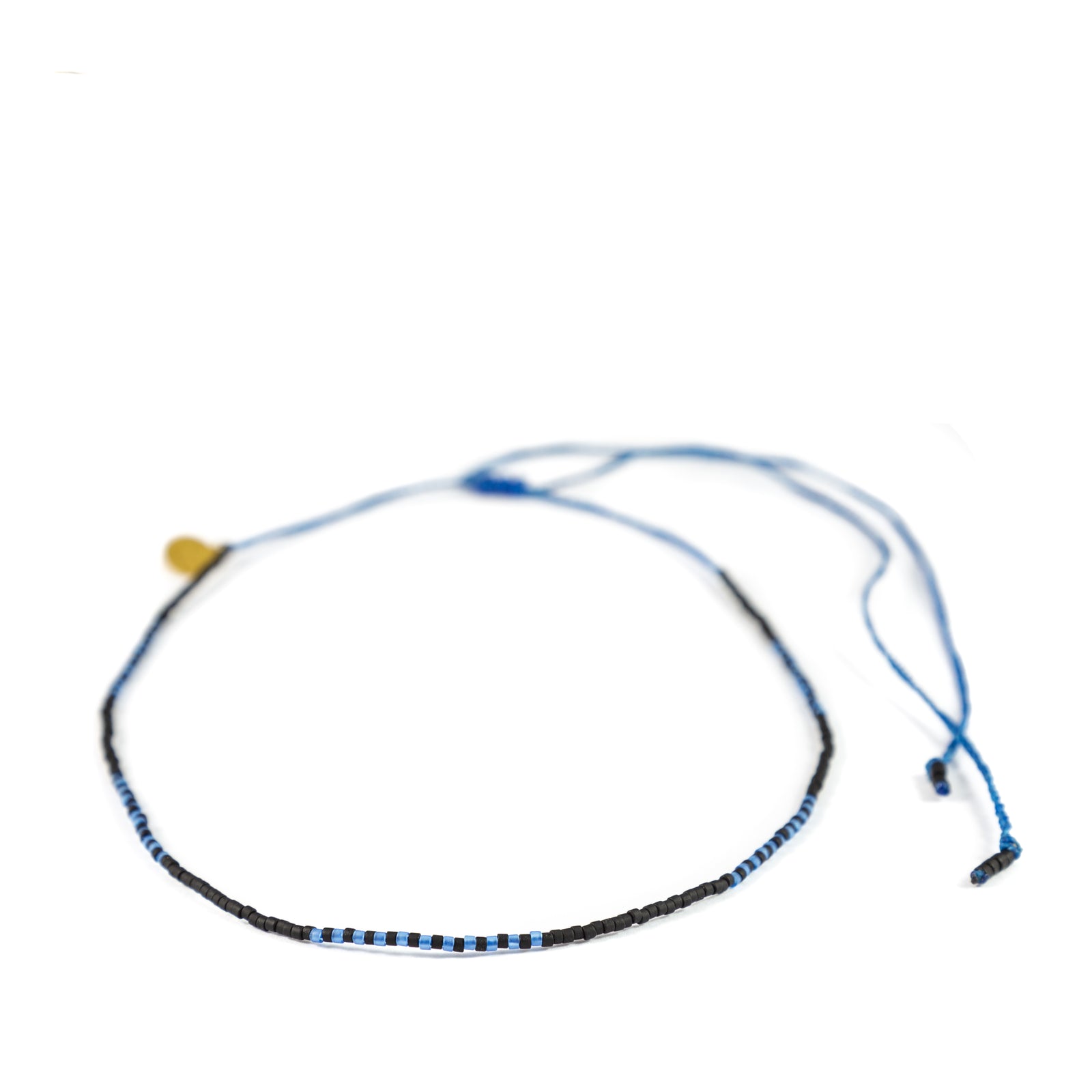 Black & Sea Glass Blue Alternating Block Mermaid Necklace