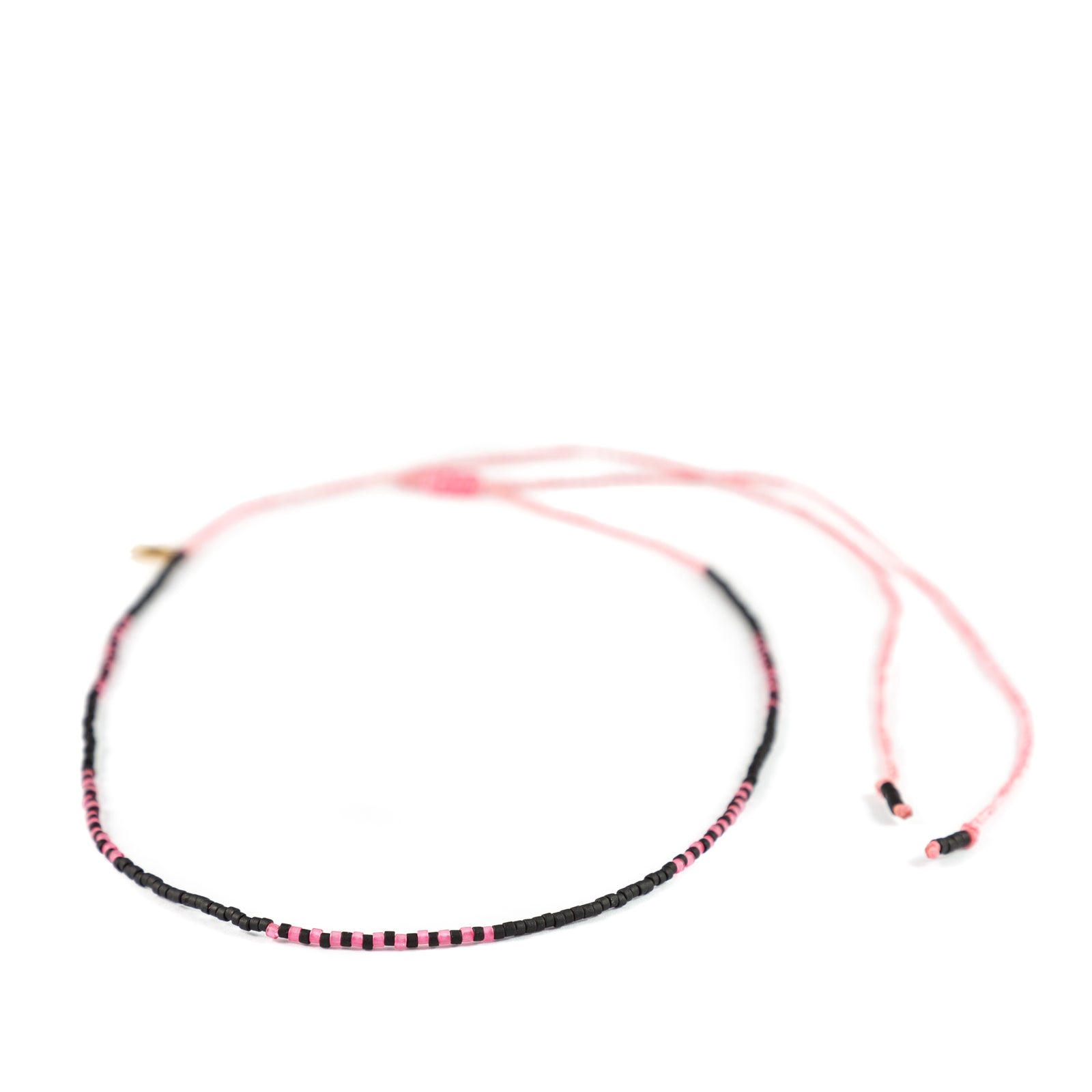 Black & Sea Glass Pink Alternating Block Mermaid Necklace