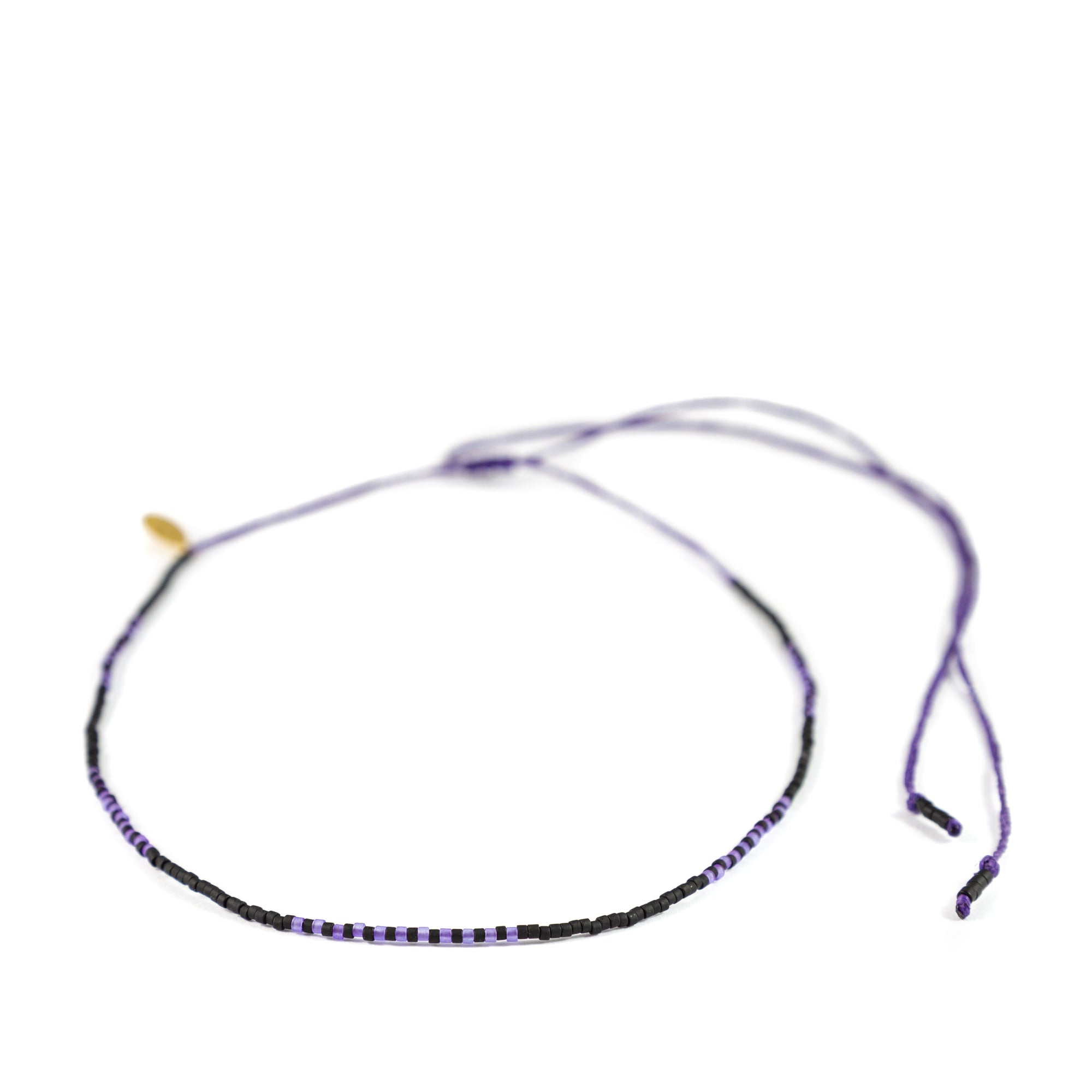 Black & Sea Glass Purple Alternating Block Mermaid Necklace