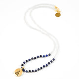 White w/ Blue Lapis Stone Buddha Charm Necklace