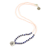 Coral w/ Blue Lapis Stone Om Charm Necklace in Silver