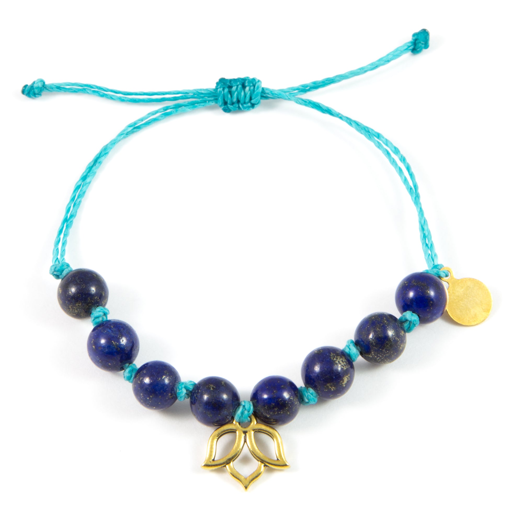 Teal & Blue Lapis Lotus Flower Bracelet