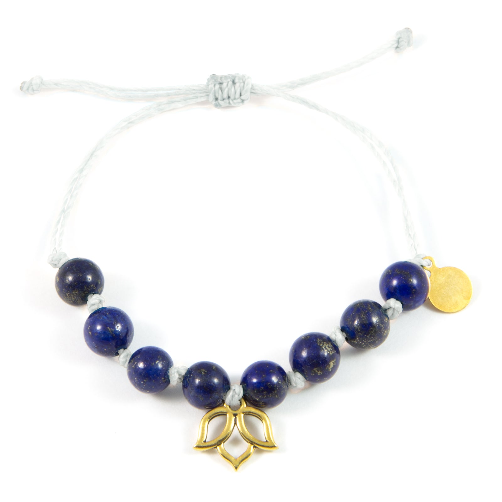 White & Blue Lapis Lotus Flower Bracelet