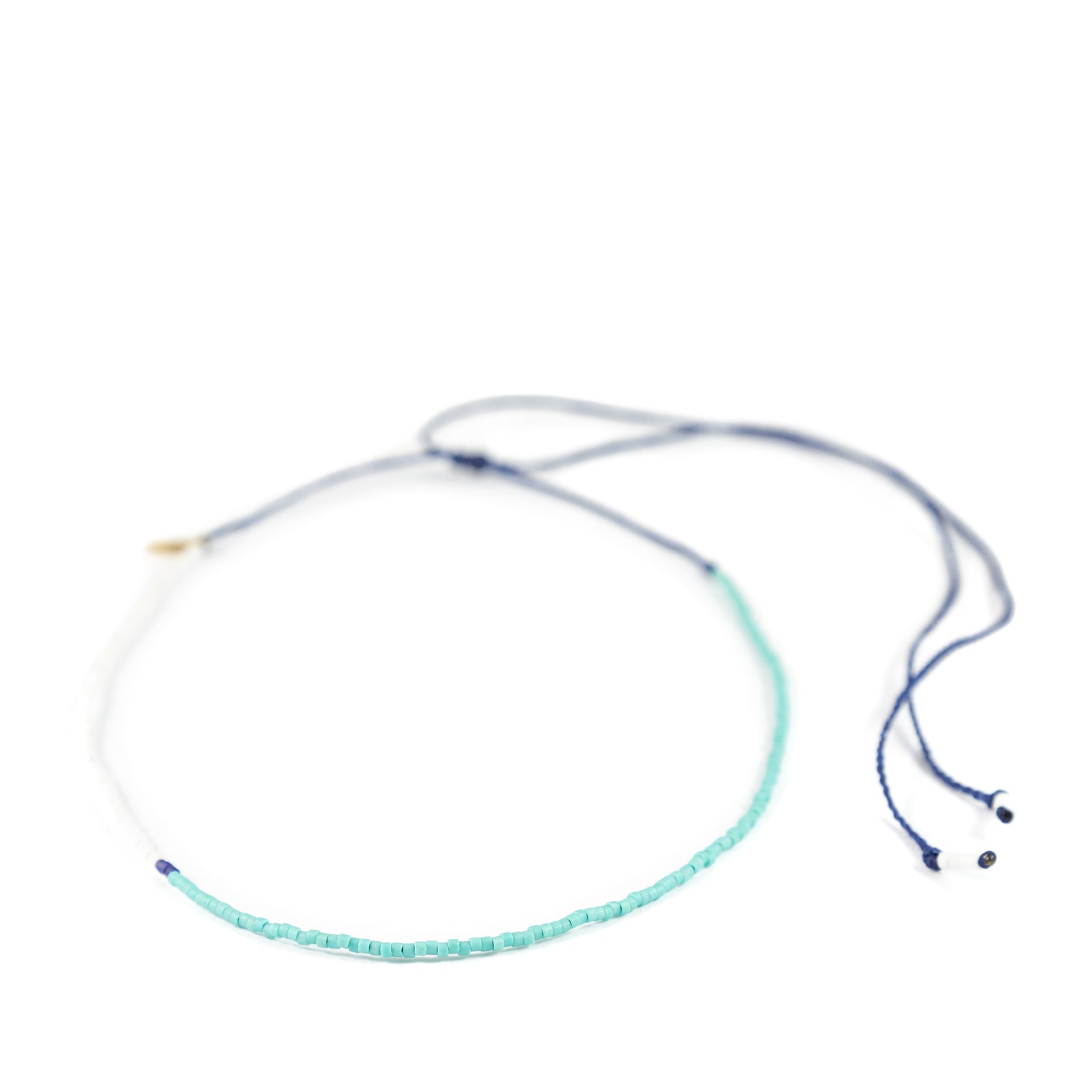 Teal White Navy Asymmetrical Mermaid Necklace