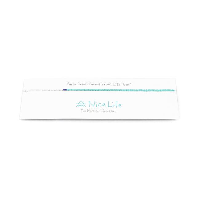 Teal White Navy Asymmetrical Mermaid Necklace