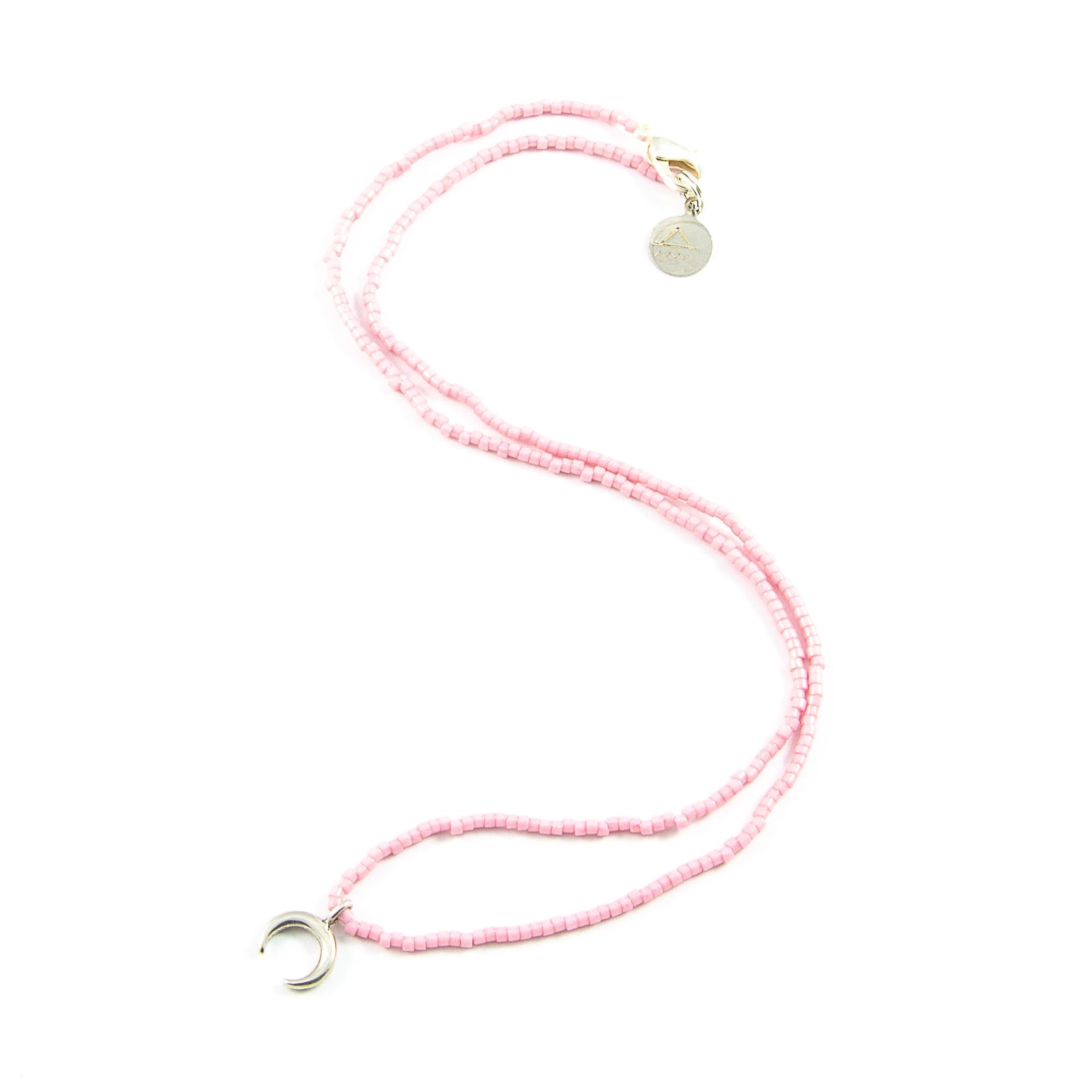 Blush Crescent Tiny Charm Necklace in Silver