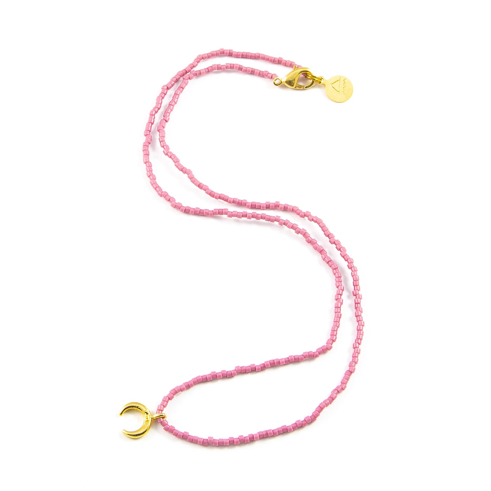 Rose Crescent Tiny Charm Necklace in Gold