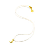Peachy Cream Moon Tiny Charm Necklace in Gold