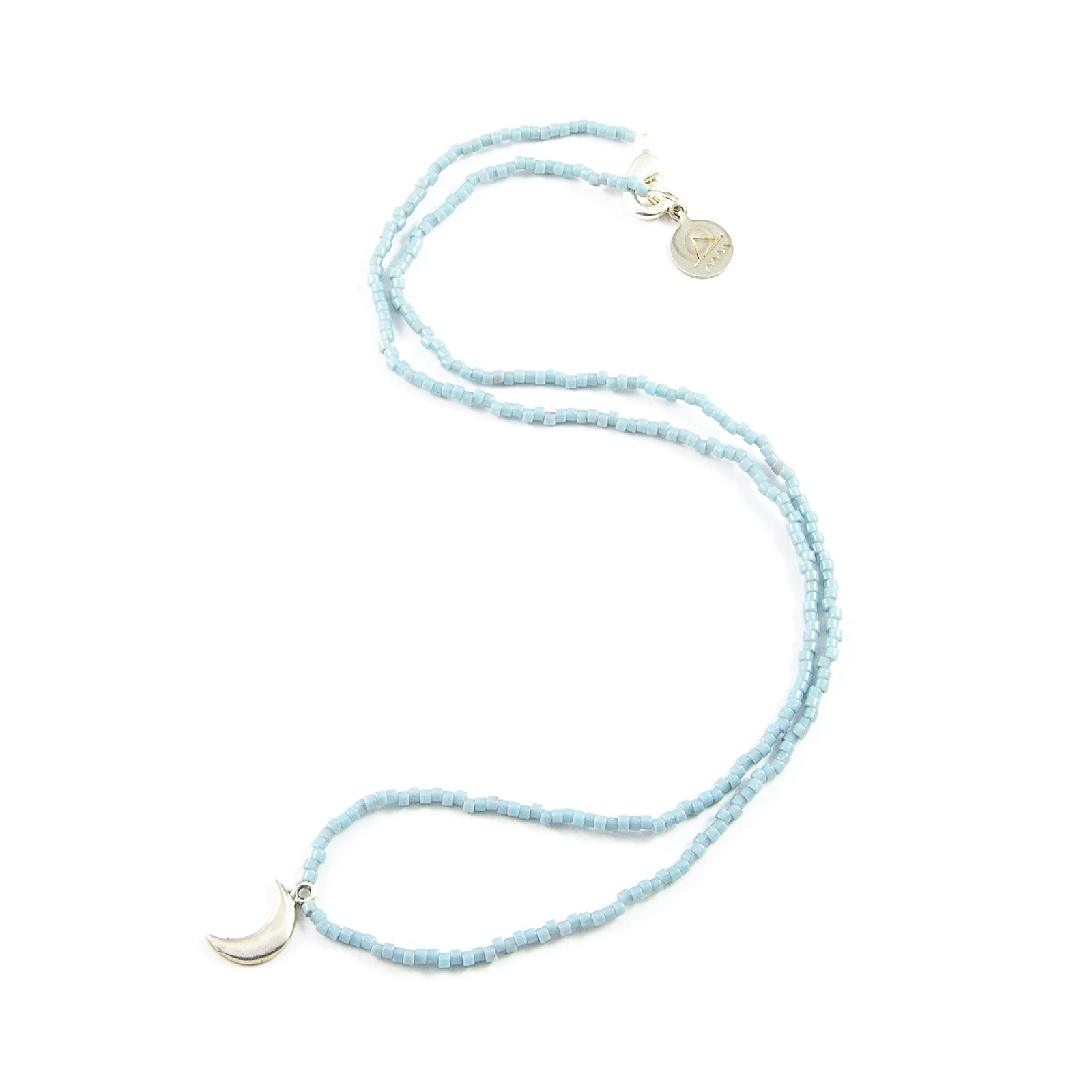 Stormy Ocean Moon Tiny Charm Necklace in Silver