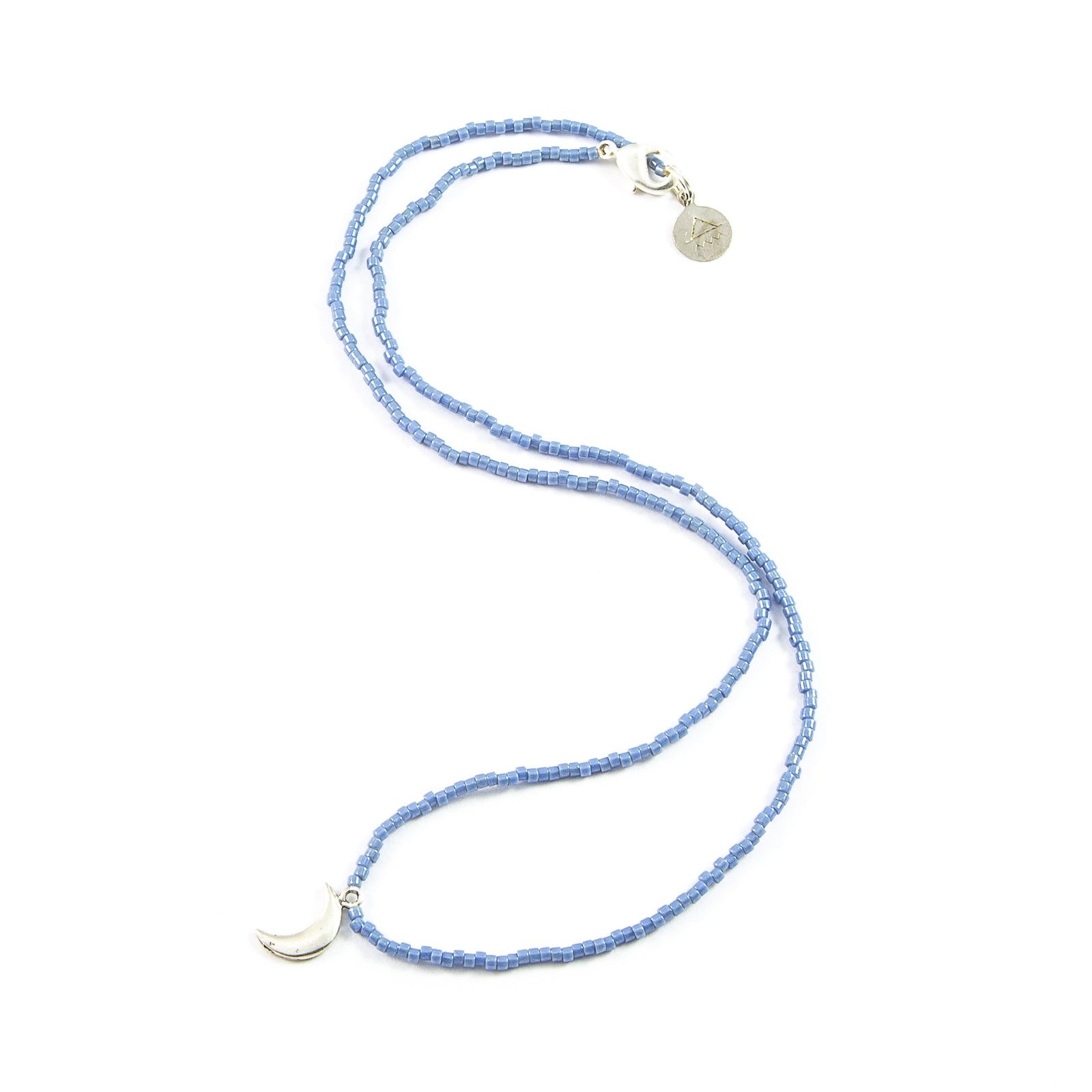 Denim Moon Tiny Charm Necklace in Silver