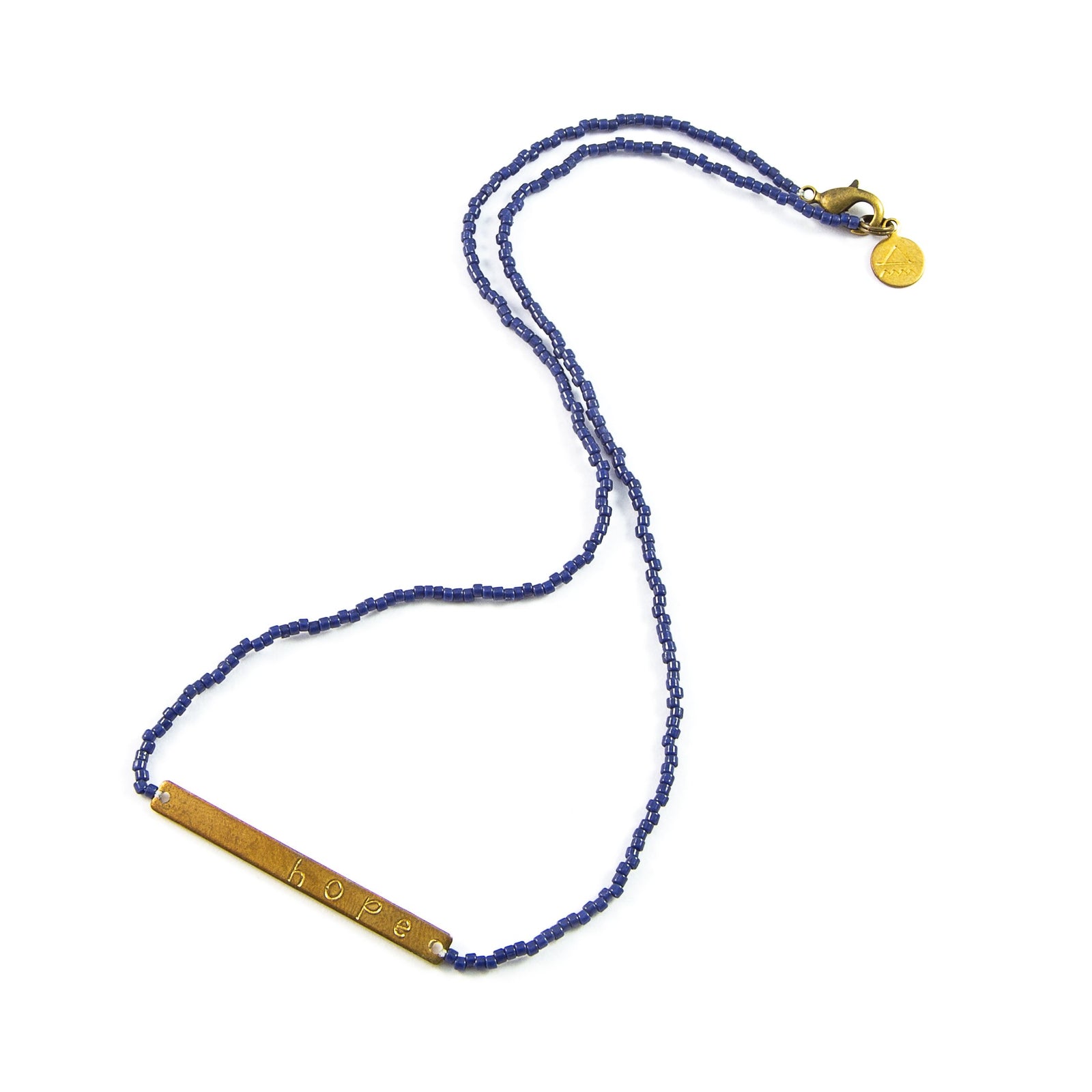 Navy HOPE Bar Necklace