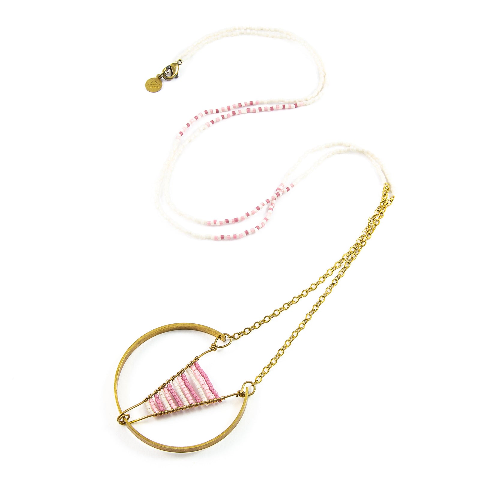 Pinks Woven Broken Circle Necklace