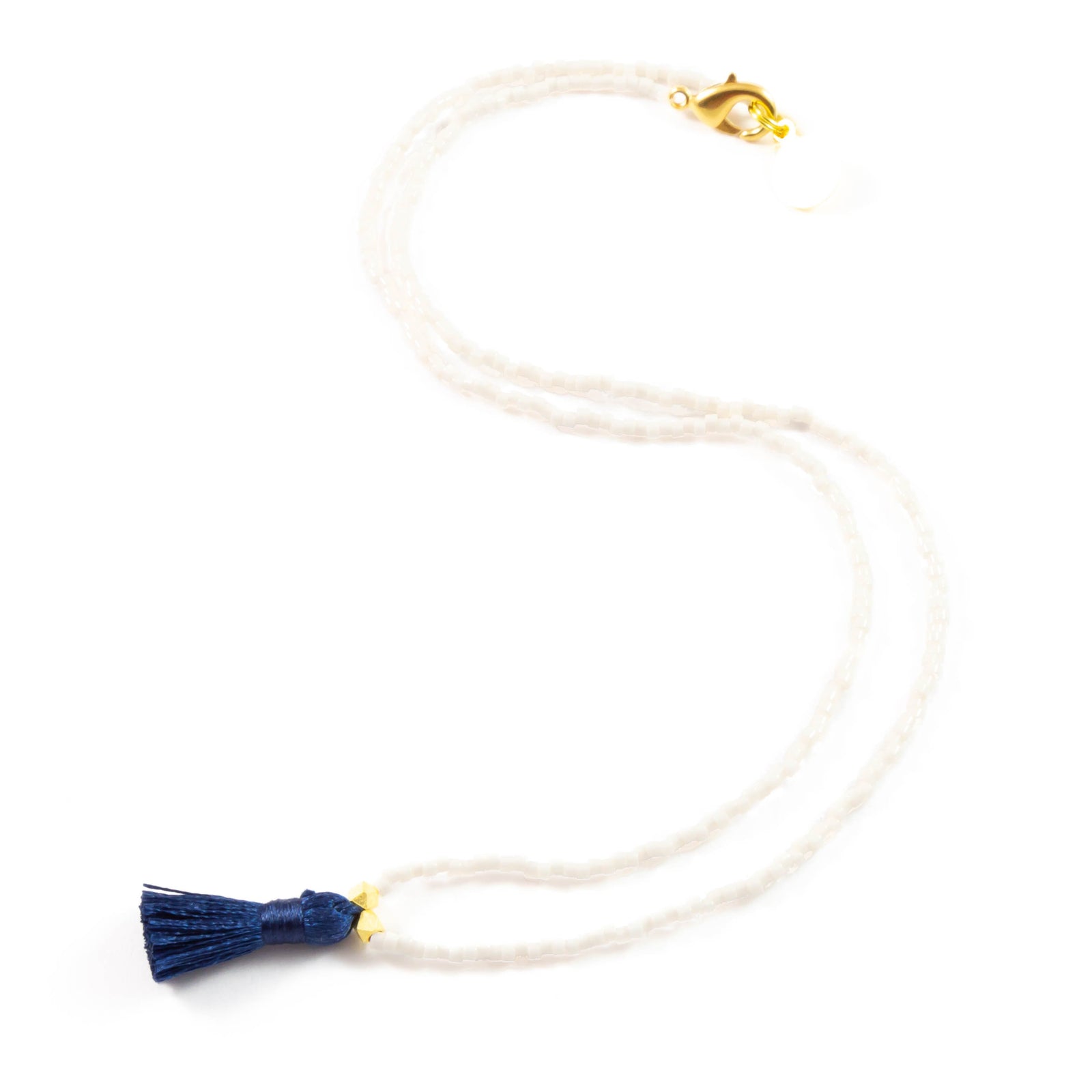 Peachy Cream w/ Navy Mini Tassel