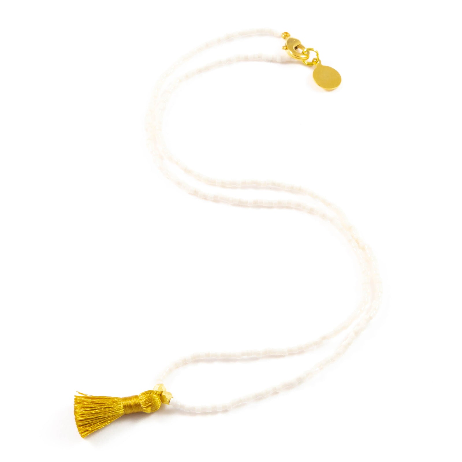 Peachy Cream w/ Mustard Mini Tassel