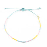Blush Sunflower & Ocean Boho Beaded Bracelet